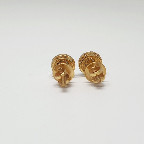 18K Gold & Natural Diamonds Stud Earrings For Women - Picture 5 of 6